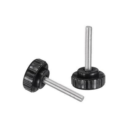 uxcell 2pcs Knurled Clamping Knobs M6 x 40mm Metric 304 Stainless Steel Male Thread Thumb Screw on Type 30mm Plastic Round Head Threaded Hand Bolt Stud Knobs Black - size: M6 x 40mm x 30mm