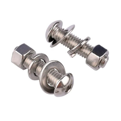 15 Sets 1/4-20 x 3/4" Button Head Socket Cap Bolts Screws, Hex Nuts, Flat & Lock Washers, 304 Stainless Steel 18-8 Fully Machine Thread, Silver - color: Silver, size: 1/4-20 x 3/4" (15 Sets)