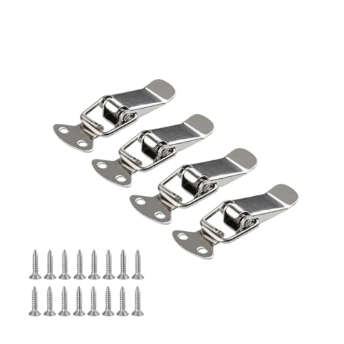 Latch, Stainless Steel Spring Loaded Toggle Latch, Silver Catch Hasp Clamp Clip Lock with for Cabinet, Wooden Case, Chest(70mm-4 Pack)