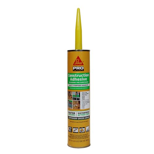 SikaBond Construction Adhesive, Gray, Advanced Polyurethane for Outdoor. Water immersible & Waterproof, 10 fl.oz - size: 10.1 Fl Oz (Pack of 1)