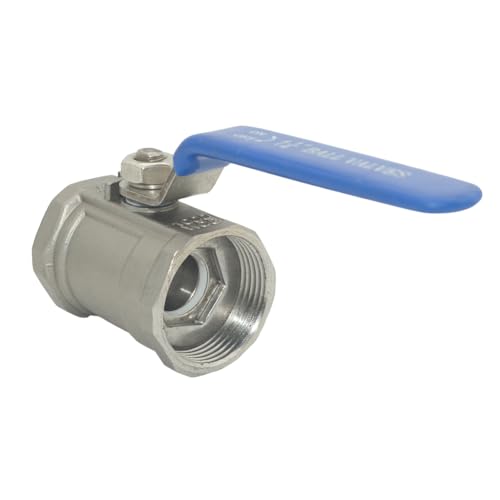 VARMHUS 2PCS 1-1/4" Stainless Steel 304 Ball Valve 1Pc Type NPT Female Threaded with Heavy Duty Blue Vinyl Insulation Handle,CF8M Ristricted Flow,1000 WOG (2PCS 1-1/4") - size: 2 Pieces 1-1/4 inches