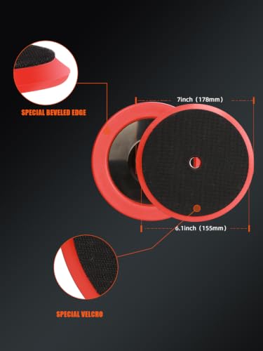 SPTA Wool Polishing Pads, 8"(200mm) 100% Natural Wool Buffing Pad with Hook & Loop Backing 4pcs Set Come with 5/8-11 Thread Backing Plate for Car Polishing, Buffing and Cutting - size: 8inch (200mm) Sets