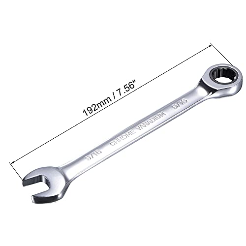uxcell 9/16 Inch Ratcheting Combination Wrench SAE 72 Teeth 12 Point Ratchet Box Ended Spanner Tools, Cr-V - size: 9/16"