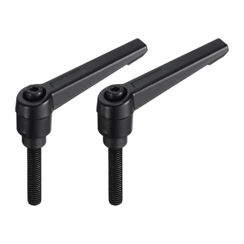uxcell M6 x 30mm Handle Adjustable Clamping Lever Thread Push Button Ratchet Male Threaded Stud Knobs Locking Rotating Screw Handles Quick Release Bolt Black 2pcs - color: Black, size: M6 x 30mm