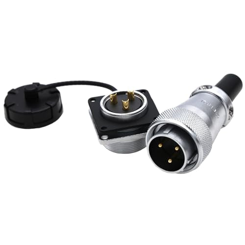 Weipu WS24 3-Pin Waterproof Power Connector, 25A 11AWG, Solder & Screw Locking, Male & Female Panel Mount Plug Socket, Industrial Solar Wire Cable Connector - color: Male Plug and Female Socket, size: 3 Pin