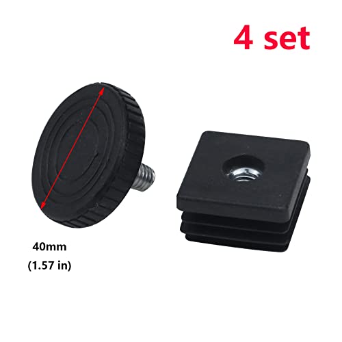 Antrader D40xM8 Adjustable Leveling Feet,30x30mm Square Tube Insert End Cap - color: Black,d40xm8, size: 30x30mm