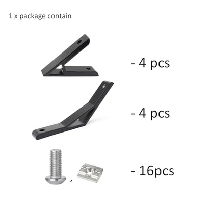 4 Set 45 & 135 Degree 2020 Aluminum Extrusion Corner Angle Brackets - style: 45 135D20-4P