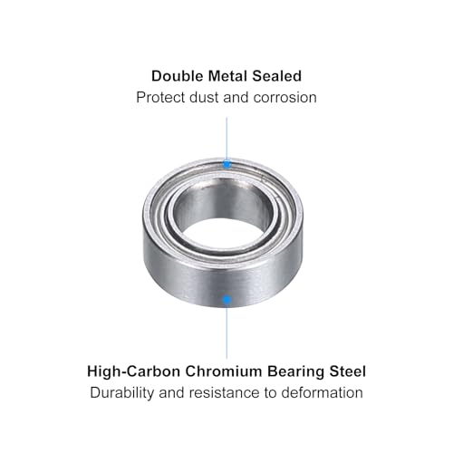 uxcell MR74ZZ Deep-Groove Ball Bearings for Rollers, 7mm x 4mm x 2.5mm Seal Bearings with Fiber Gloves, Double Metal Sealed Bearing Steel Skateboard Bearings 10Pcs - size: MR74ZZ