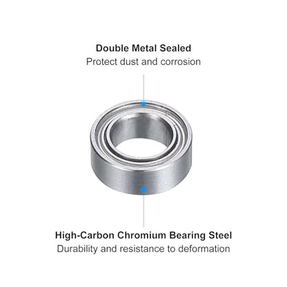 uxcell MR74ZZ Deep-Groove Ball Bearings for Rollers, 7mm x 4mm x 2.5mm Seal Bearings with Fiber Gloves, Double Metal Sealed Bearing Steel Skateboard Bearings 10Pcs - size: MR74ZZ