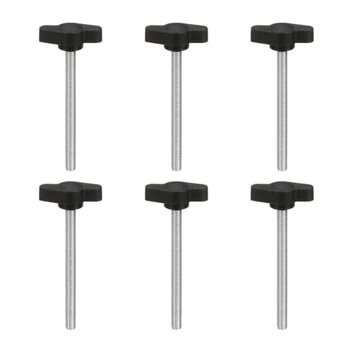 PATIKIL M5 x 60mm Tee Wing Thumb Screws, 6Pcs Carbon Steel Mechanical Handle Bolt Thumb Screws for Remove Replace Hand Clamping Tightening Knobs Power Supply, Black - size: M5 x 60mm