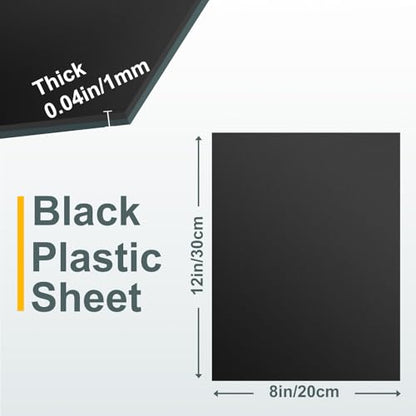 4 Pack Black Plastic Sheets 8x12x0.04 in Flexible High Tensile Plastic Sheets,Plastic Sheet Hard Plastic Sheet Black Plastic Panel for DIY Materials Handicrafts Home Decoration - size: 8x12x0.04 in