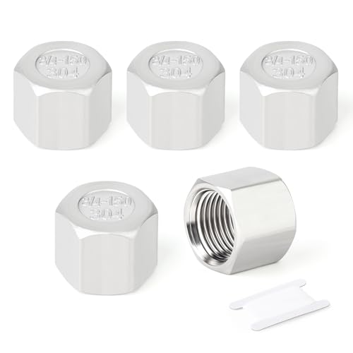TAISHER 5Pcs 304 SS Cap Pipe Plug Socket Fitting 3/4" NPT Female - size: 3/4" FNPT(Cap)