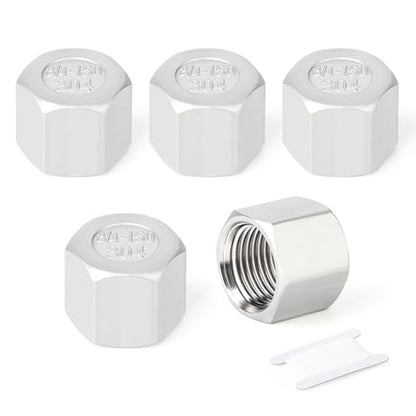 TAISHER 5Pcs 304 SS Cap Pipe Plug Socket Fitting 3/4" NPT Female - size: 3/4" FNPT(Cap)