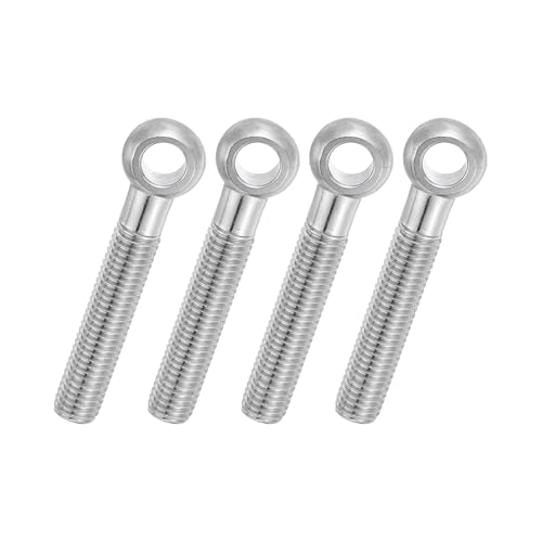 PATIKIL 4 Pcs M12x75mm Shoulder Swing Lifting Eye Bolt, 304 Stainless Steel Metric Half Tooth Thread Fisheye Eye Slip Hole Screw Rigging Bolt Metal Fasteners Screws, Silver Tone - size: M12x75mm