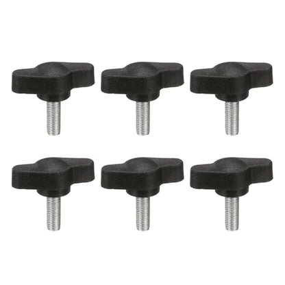 PATIKIL M5 x 14mm Tee Wing Thumb Screws, 6Pcs Carbon Steel Mechanical Handle Bolt Thumb Screws for Remove Replace Hand Clamping Tightening Knobs Power Supply, Black - size: M5 x 14mm