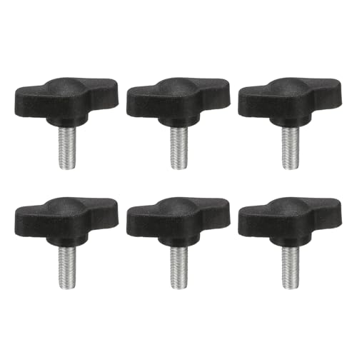 PATIKIL M5 x 14mm Tee Wing Thumb Screws, 6Pcs Carbon Steel Mechanical Handle Bolt Thumb Screws for Remove Replace Hand Clamping Tightening Knobs Power Supply, Black - size: M5 x 14mm