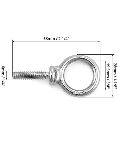 QWORK Eye Bolt, 10 Pack 1/4" - 20 x 1" Marine Grade Stainless Steel Lifting Ring Threaded Eyebolts - color: 10 Pack, size: 1/4" - 20 x 1"