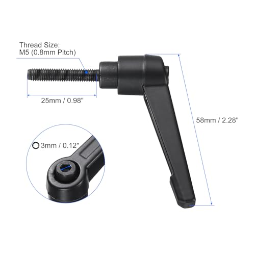 uxcell 4pcs Clamping Lever Handles, M5 x 25mm Black Oxide Carbon Steel Threaded Male Stud, Adjustable Handles Locking Quick Release Ratchet Push Button Bolt Knobs, Black - size: M5 x 25mm