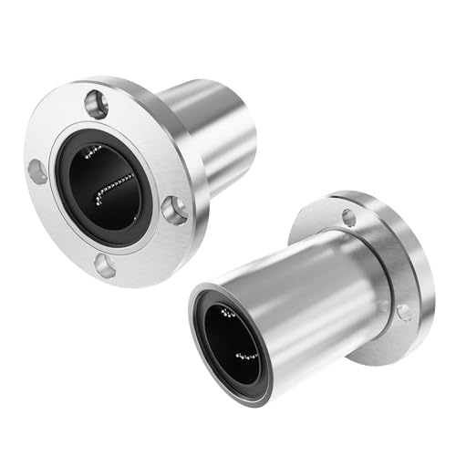 2PCS LMF10UU Circular Flange Linear Ball Bearings, 10mm Bore Dia, 19mm OD, 29mm Length with Double Side Rubber Seal for CNC,3D Printer - size: LMF10UU Size 10x19x29mm