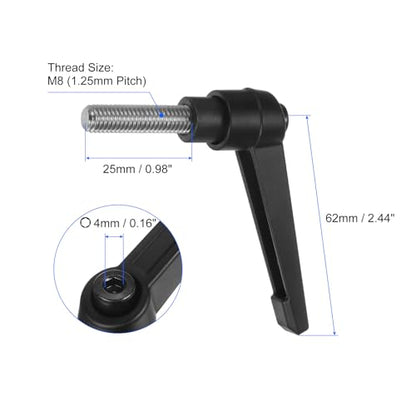 uxcell 4pcs Clamping Lever Handles, M8 x 25mm 304 Stainless Steel Threaded Male Stud, Adjustable Handles Locking Quick Release Ratchet Push Button Bolt Knobs, Black - size: M8 x 25mm