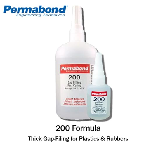 Permabond 200 Instant Adhesive-Fast-Set Thick General Purpose, Great for Plastic & Rubber 1 Ounce Bottle + Tips + Accelerator