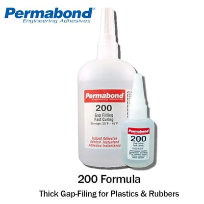 Permabond 200 Instant Adhesive-Fast-Set Thick General Purpose, Great for Plastic & Rubber 1 Ounce Bottle + Tips + Accelerator