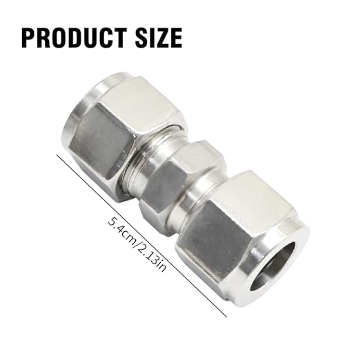 EATAKWARD 2 Pcs Stainless Steel Compression Tube Fittings, 1/2 Inch OD x 1/2 Inch OD Straight Union Connector with Double Ferrules for Connecting Tubes - size: 1/2 Inch OD x 1/2 Inch OD