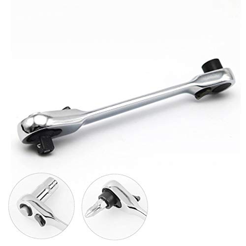 1/4 Inch Mini Double Headed Ratchet Wrench 72 Tooth Drive Socket and Screwdriver Bit Ratchet Set Rotator 5 Degrees Quick Install Release Ratchet Accessories Tool Silver