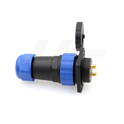 HangTon HE29 Power Plastic Connector Industrial Waterproof IP68 Circular Male Female Plug Panel Socket 4-Screw (2 pin 45A 380V), 10AWG Wire - size: 2 pin 45A 380V