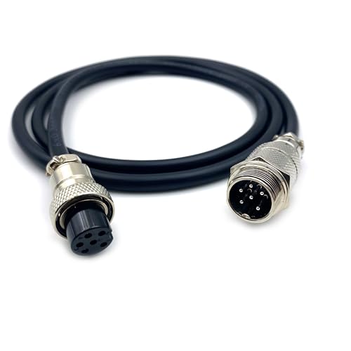 3.28 ft GX16 6 Pin Male to Female Cable, GX16 6Pins Female to Male Head Aviation Cordset Electrical Connector Panel Mount Circular Metal Adapter Cordset for Ships 5A 125V 22AWG (1meter) - size: GX16 6Pin
