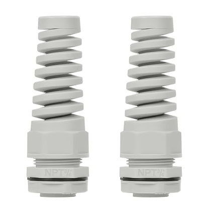 LeMotech 2Pcs NPT 3/4" IP68 Waterproof Cable Gland Flex Spiral Strain Relief Grey Nylon Joint with Gaskets for 13-18mm Wire Thread - color: Grey, size: NPT 3/4" (2-Pack)