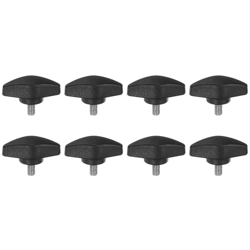 HARFINGTON 8pcs Tee Wing Knobs M5 x 8mm Metric Male Threaded Stud T Head Plastic Knob Handles Thumb Screws Hand Clamping Tightening Knob Grip Thumbscrew, Black - size: M5 x 8mm x 36mm