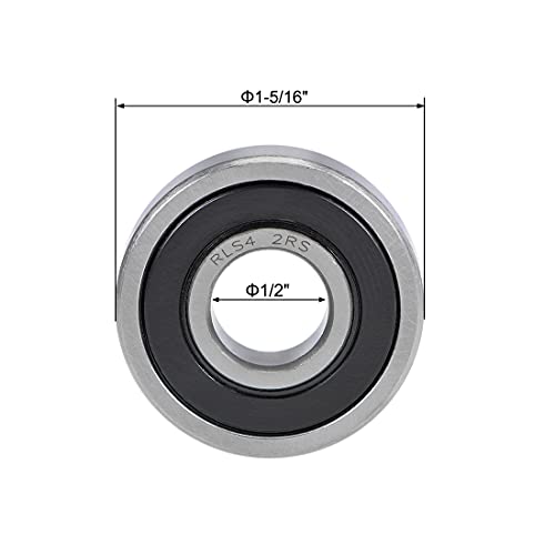 uxcell RLS4-2RS Deep Groove Ball Bearings 1/2-inch Inner Dia 1-5/16-inch OD 3/8-inch Bore Double Sealed Chrome Steel Z2 - size: 1/2"x1-5/16"x3/8"