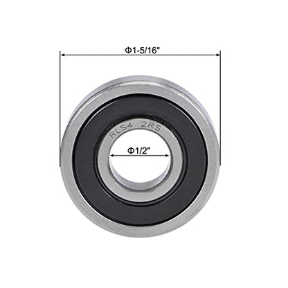 uxcell RLS4-2RS Deep Groove Ball Bearings 1/2-inch Inner Dia 1-5/16-inch OD 3/8-inch Bore Double Sealed Chrome Steel Z2 - size: 1/2"x1-5/16"x3/8"