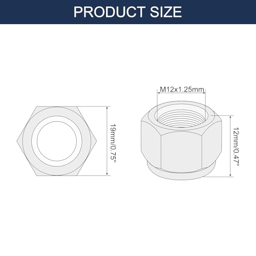 uxcell 5Pcs M12x1.25mm Nylon Insert Hex Lock Nut 304 Stainless Silver Blue - size: M12x1.25mm