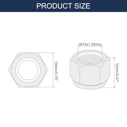 uxcell 5Pcs M12x1.25mm Nylon Insert Hex Lock Nut 304 Stainless Silver Blue - size: M12x1.25mm