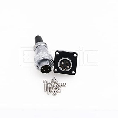 WS16 5 Pin Aviation Connector Waterproof Plug Male Female Square Socket Metal Threaded Signal LED Industrial Equipment - size: 5Pin