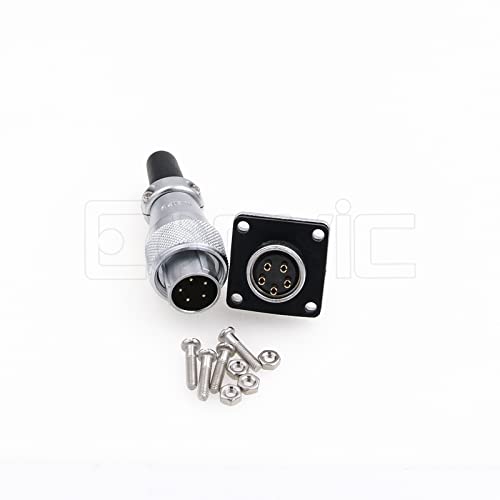 WS16 5 Pin Aviation Connector Waterproof Plug Male Female Square Socket Metal Threaded Signal LED Industrial Equipment - size: 5Pin