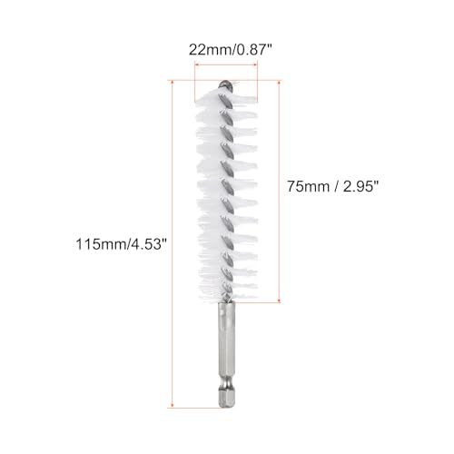 HARFINGTON 5Pcs Nylon Bore Brush 22mm Dia Cleaning Twisted Wire Brush Tube Pipe Cleaner with Handle 1/4 Inch Hex Shank for Tubes, Ports, Bearings - size: 22mm