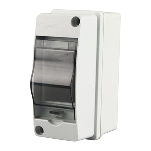 Din Rail Enclosure 2-Way Power Distribution Protection Box Lock Electrical Panel Box Cover Junction Boxes Outdoor Distribution Junction Boxes for Indoor Outdoor Wall (White)