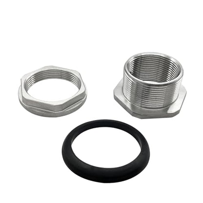 304 Stainless Steel Bulkhead Water Tank Fitting 1.25" Female Thread Compression Bulkhead Adapter Thru-bulk Connector with Gasket for Bathtub and Sink - size: 1.25 Inch