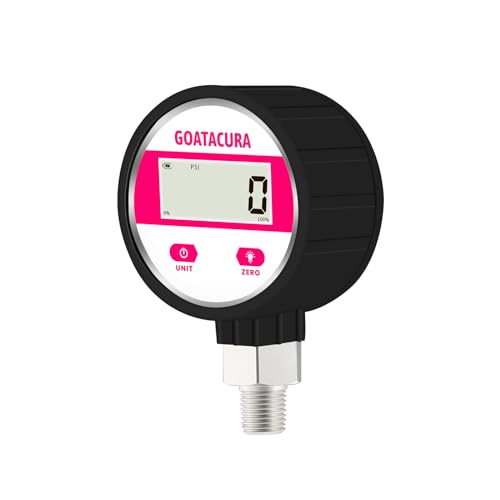 -15psi-0 Digital Vacuum Industrial Pressure Gauge, 2-1/2" Dial Size, 1/4" NPT Lower Mount, 304 Stainless Steel Case and Connection, 1% High Accuracy, with Protective Sleeve - size: -15psi-0