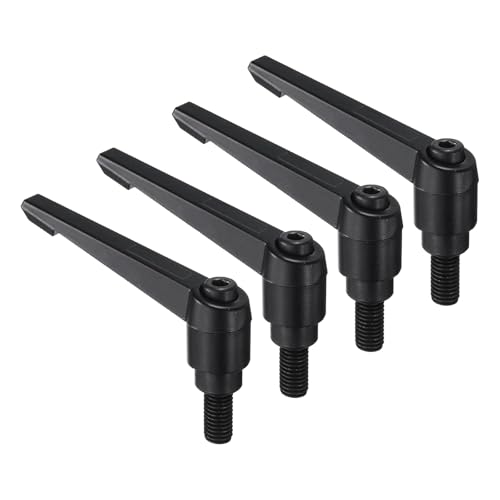uxcell 4pcs Clamping Lever Handles, M10 x 20mm Black Oxide Carbon Steel Threaded Male Stud, Adjustable Handles Locking Quick Release Ratchet Push Button Bolt Knobs, Black - size: M10 x 20mm