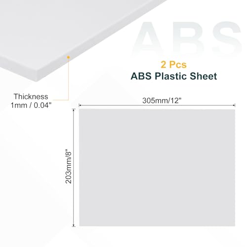 uxcell 2 Pack ABS Plastic Sheet, 0.04" Thick 8"x12" Flexible Hard Plastic Sheet, Heat Moldable Panel for DIY Crafts Home Decoration, White - color: White, size: 0.04"x8"x12"