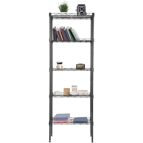 PayLessHere | 5-Tier Wire Shelf | 17"x12"x48" | Black - color: Black, size: 17"D x 12"W x 48"H