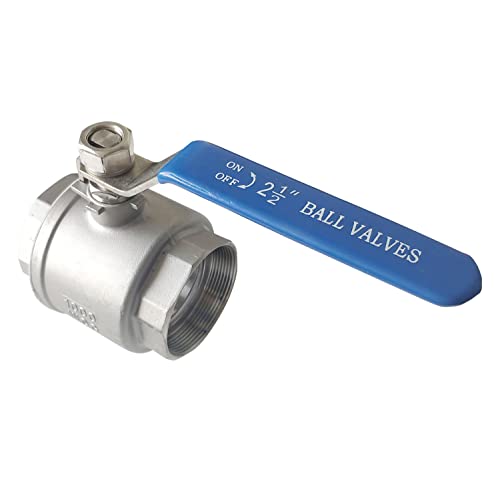 2-1/2" Full Port Ball Valves 316 Stainless Steel NPT Female Thread Ball Valve for Water, Oil, and Gas - size: 2-1/2 Inch