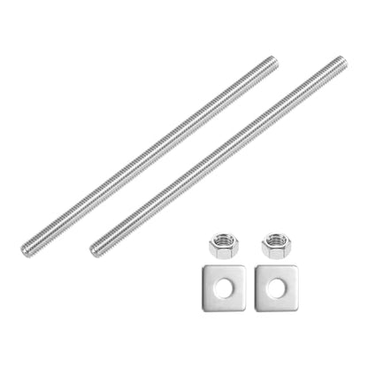 uxcell 3/8"-16 UNC Fully All Threaded Rod, 2 Pcs 304 Stainless Steel Long Threaded Screw 7.9" Length Right Hand Threads with Square Washers for Furniture Mounting Assembly Fastening - size: 7.9"