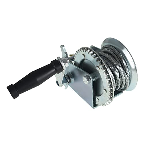 Hand Crank Winch 1600 lbs with Brake Come-Along Heavy Duty Steel Cable for Boat, Trailer, ATV