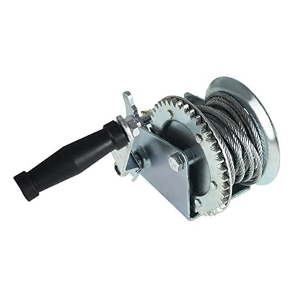 Hand Crank Winch 1600 lbs with Brake Come-Along Heavy Duty Steel Cable for Boat, Trailer, ATV
