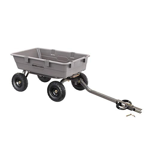Gorilla Carts Poly Dump Cart, 800 lb. Capacity, 5 Cu Ft, Gray - size: 5-Cubic Feet, style: Pneumatic